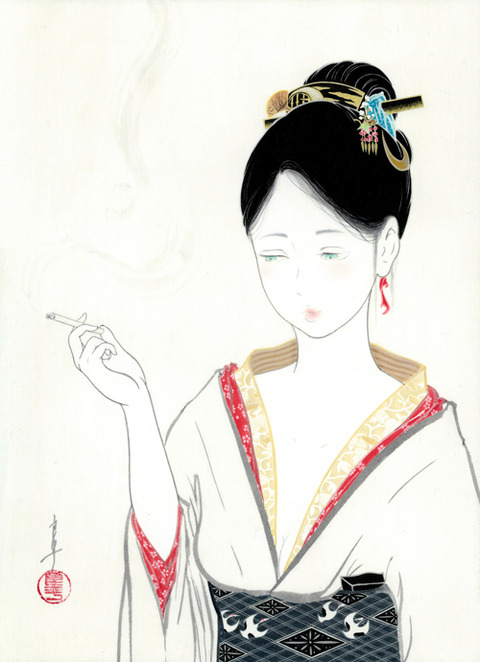 女とタバコ 原画
